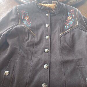 Powder River Outfitters Dark Brown Wool Lined Jacket Size L